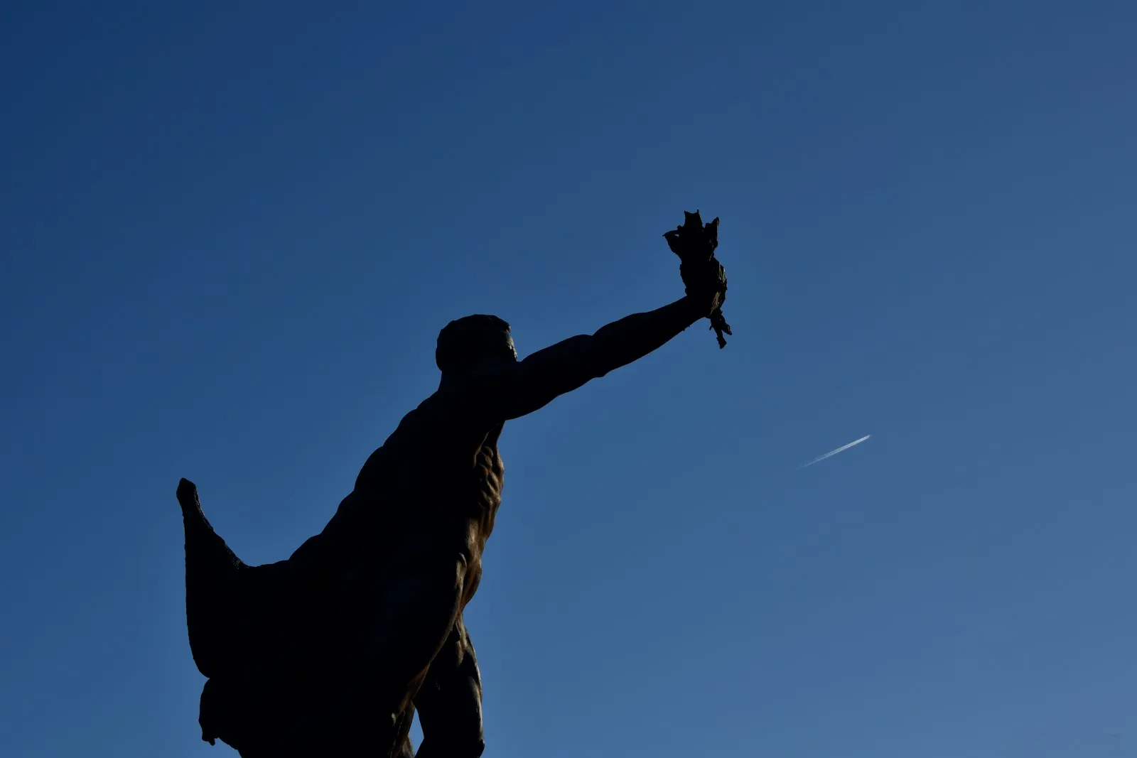 a statue of a man holding a bird in his hand