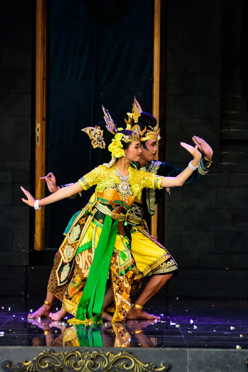 Dancers in Costume Performing a Traditional Dance