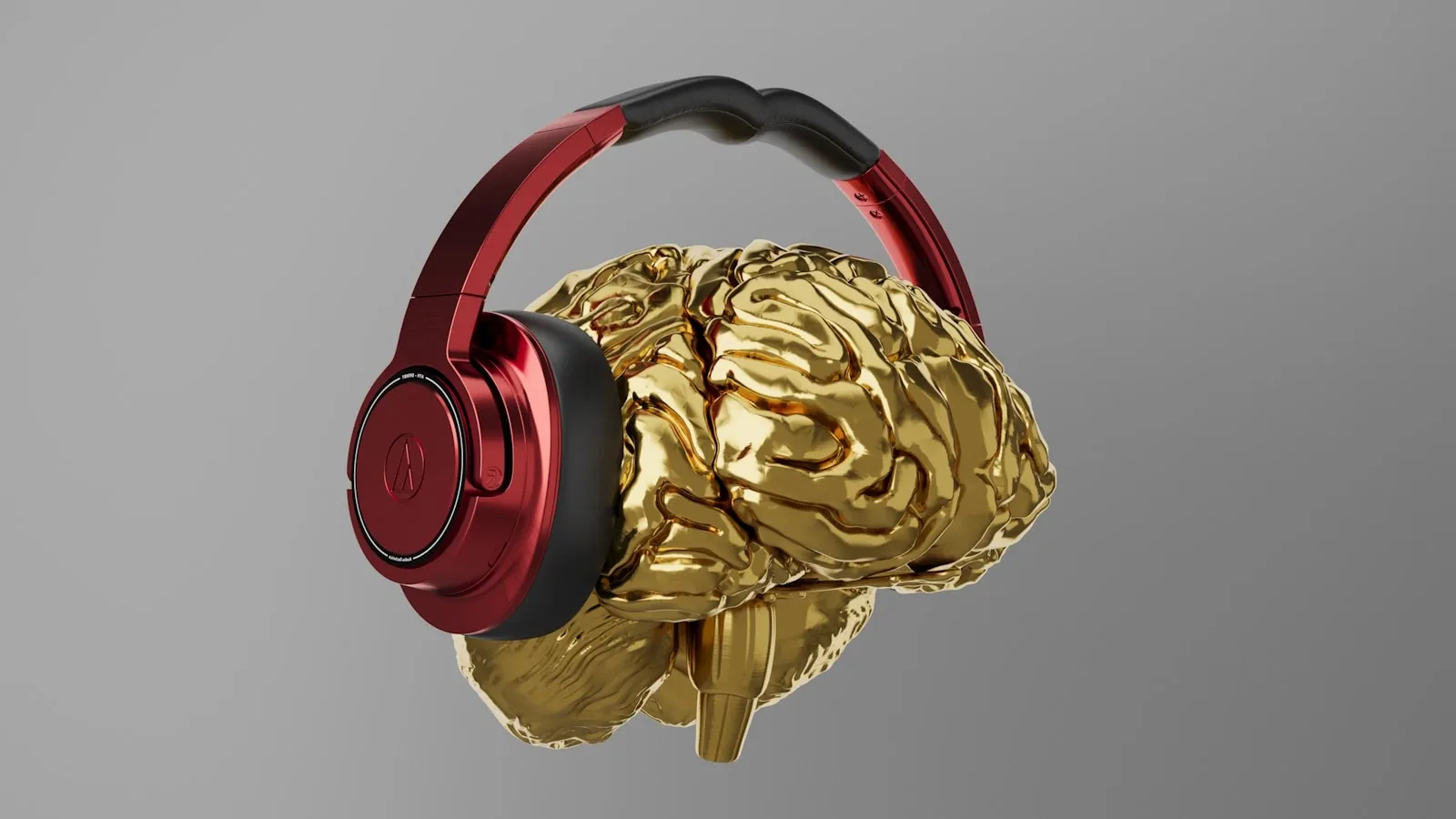 A pair of headphones that are gold and red