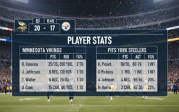 Minnesota Vikings vs Pittsburgh Steelers Match Player Stats